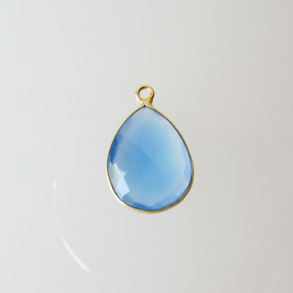 22 K Goud Vermeil hanger van CHALCEDOON, gefacetteerd, 13 x 19 mm, verpakt per stuk