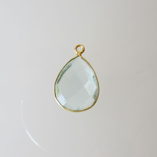 22 K Goud Vermeil hanger van AQUAMARIJN, gefacetteerd, 13 x 19 mm, verpakt per stuk
