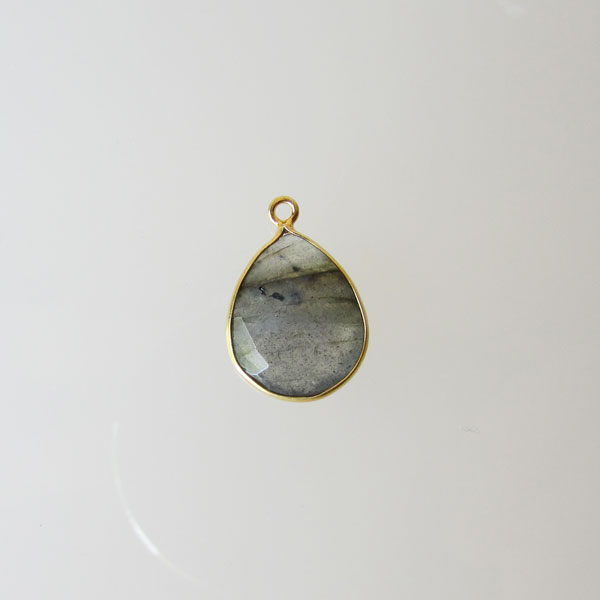 22 K Goud Vermeil hanger van LABRADORIET, gefacetteerd, 13 x 19 mm, verpakt per stuk