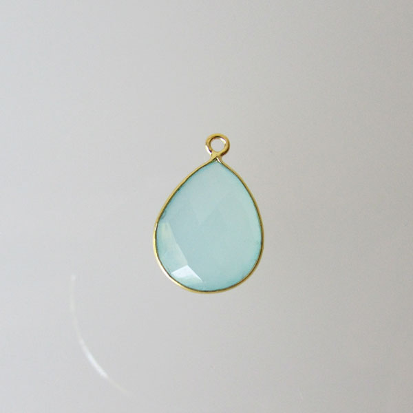 22 K Goud Vermeil hanger van AQUA CHALCEDOON, gefacetteerd, 13 x 19 mm, verpakt per stuk