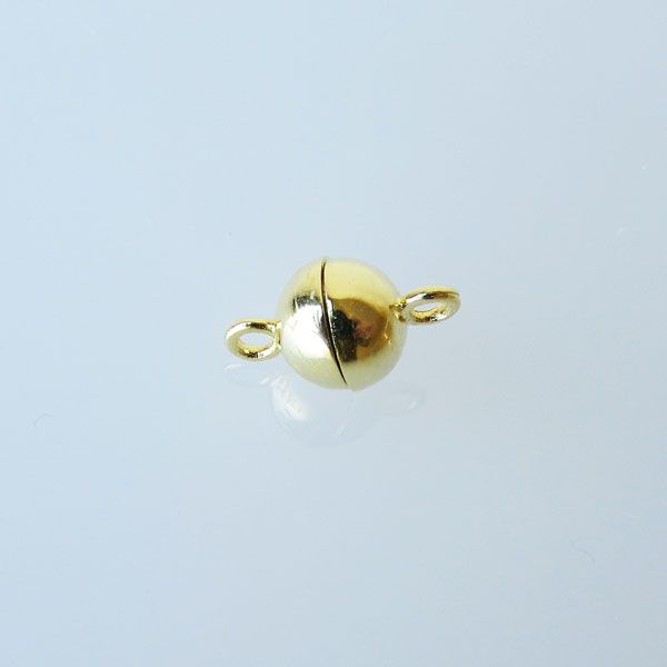 22 K Goud vermeil magneetslot, bol, 6 mm, per stuk