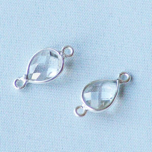 Sterling zilveren (925) tussenstuk, KRISTAL, 15 x 7 mm, per stuk