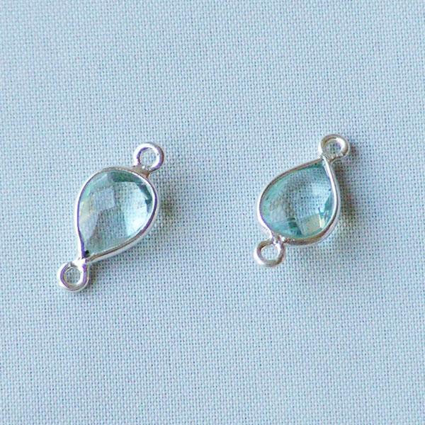 Sterling zilveren (925) tussenstuk, AQUAMARIJN, 15 x 7 mm, per stuk