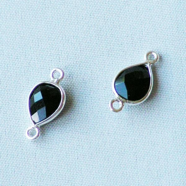 Sterling zilveren (925) tussenstuk, ONYX, 17 x 9 mm, per stuk