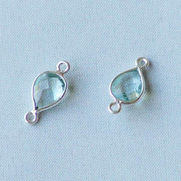 Sterling zilveren (925) tussenstuk, AQUAMARIJN, 17 x 9 mm, per stuk