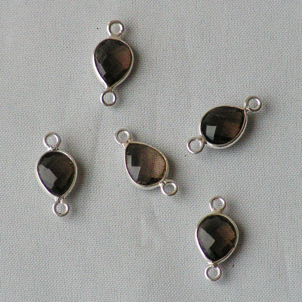 Sterling zilveren (925) tussenstuk, ROOKKWARTS, 15 x 7 mm, per stuk