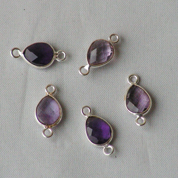 Sterling zilveren (925) tussenstuk, AMETHIST, 15 x 7 mm, per stuk