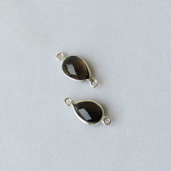 Sterling zilveren (925) tussenstuk, ROOKKWARTS, 17 x 9 mm, per stuk