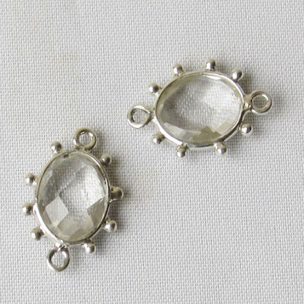 Sterling zilveren (925) tussenstuk, KRISTAL, gefacetteerd, 17 x 12 mm, per stuk