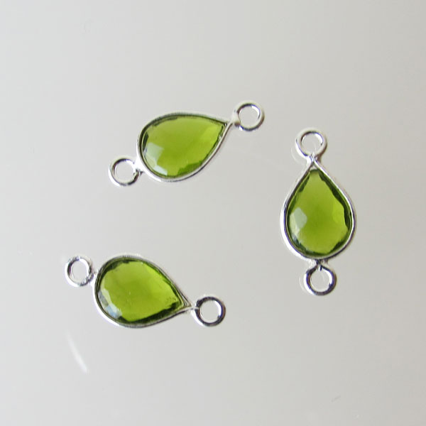 Sterling zilveren (925) tussenstuk, GROENE TOERMALIJN, 15 x 7 mm, per stuk