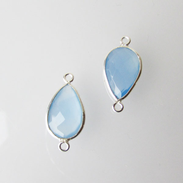 Sterling zilveren (925) tussenstuk, Teal Chalcedoon, 22 x 10 mm, per stuk