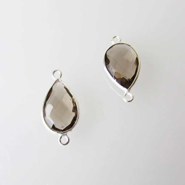 Sterling zilveren (925) tussenstuk, Rookkwarts, 22 x 11 mm, per stuk
