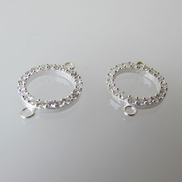 Sterling zilveren (925) tussenstuk, KRISTAL, zirkonia’s, 13 x 18 mm, per stuk