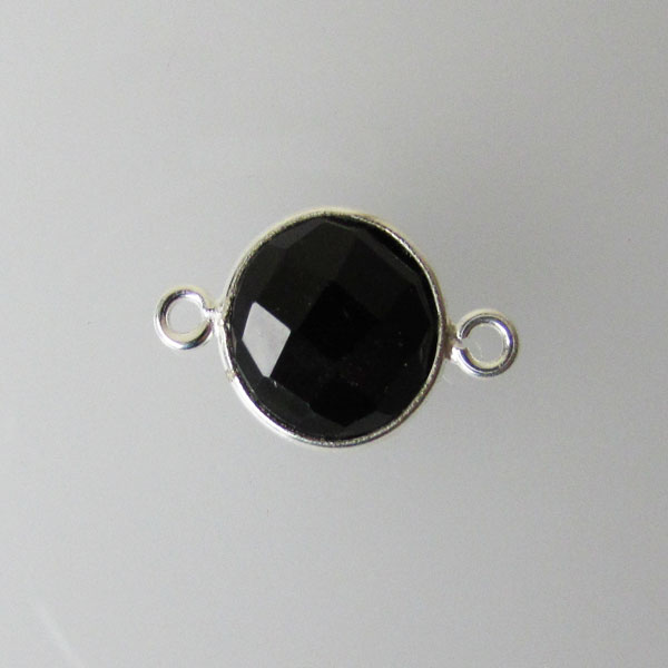 Sterling zilveren (925) tussenstuk, ONYX, facet, 11 x 17 mm, per stuk