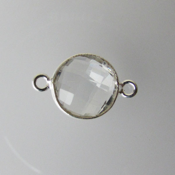 Sterling zilveren (925) tussenstuk, KRISTAL, facet, 11 x 17 mm, per stuk