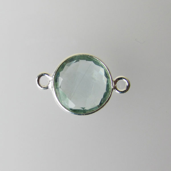 Sterling zilveren (925) tussenstuk, AQUAMARIJN, facet, 11 x 17 mm, per stuk