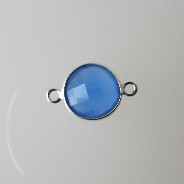 Sterling zilveren (925) tussenstuk, CHALCEDOON, facet, 11 x 17 mm, per stuk