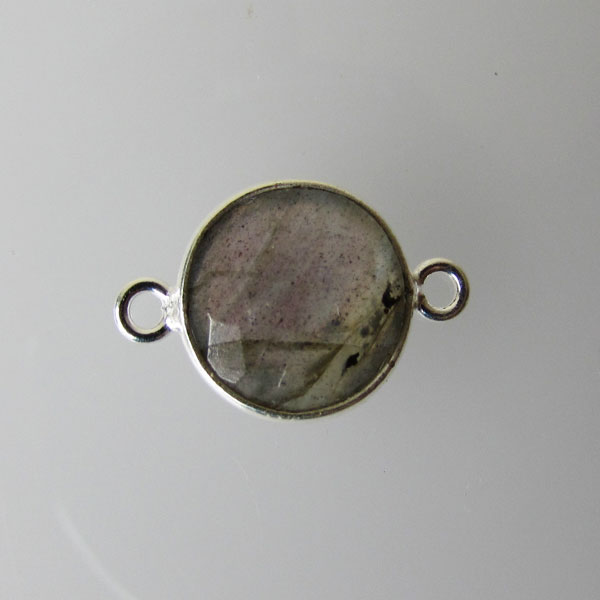 Sterling zilveren (925) tussenstuk, LABRADORIET, facet, 11 x 17 mm, per stuk