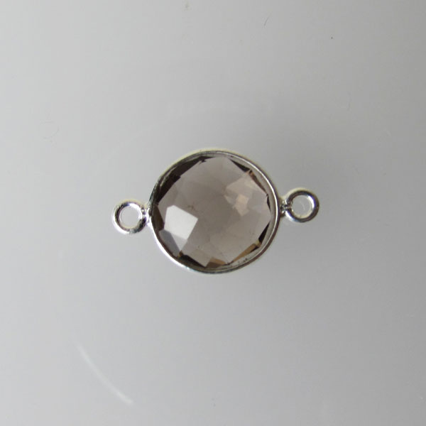 Sterling zilveren (925) tussenstuk, ROOKKWARTS, facet, 11 x 17 mm, per stuk