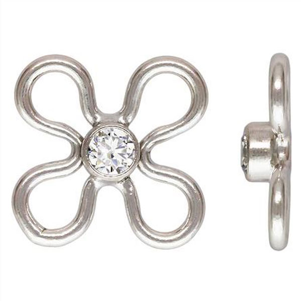 Sterling zilveren (925) tussenstuk, Zirkonia, 7.5 mm, per stuk