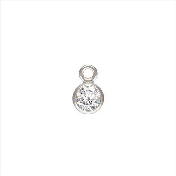 Sterling zilveren (925) Bedel, zirkonia, 3 mm