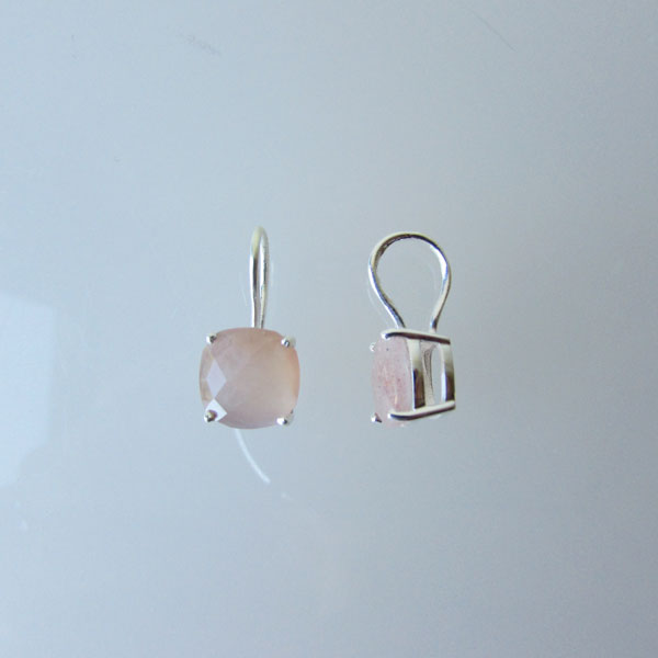 Sterling zilveren (925) hanger, PEACH MAANSTEEN, 10 mm, per stuk