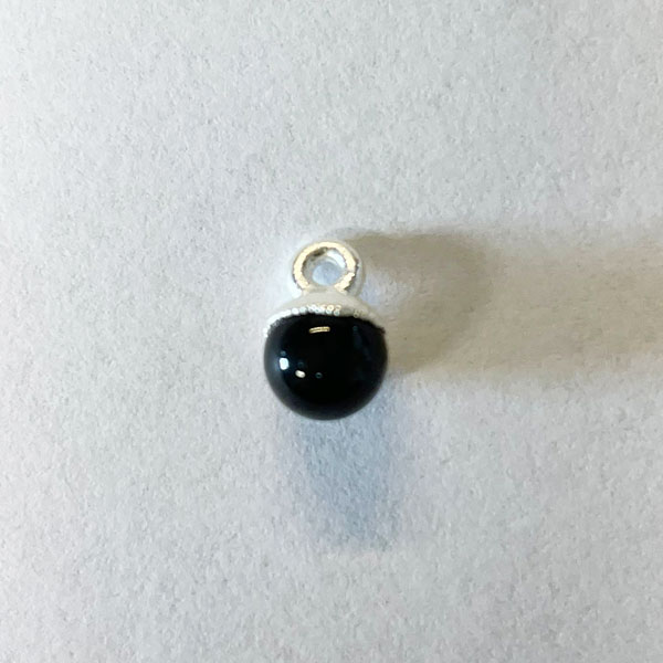 Sterling zilveren (925) bedel, ONYX, 6 mm, per stuk