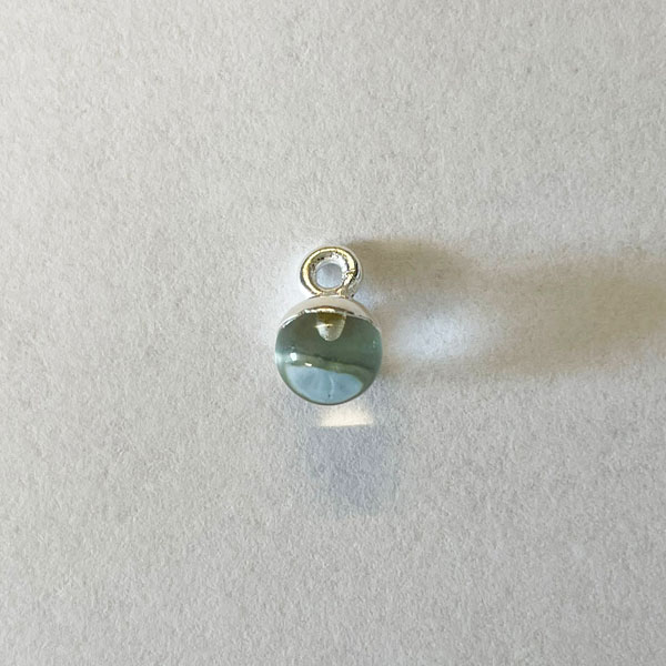 Sterling zilveren (925) bedel, AQUAMARIJN, 6 mm, per stuk