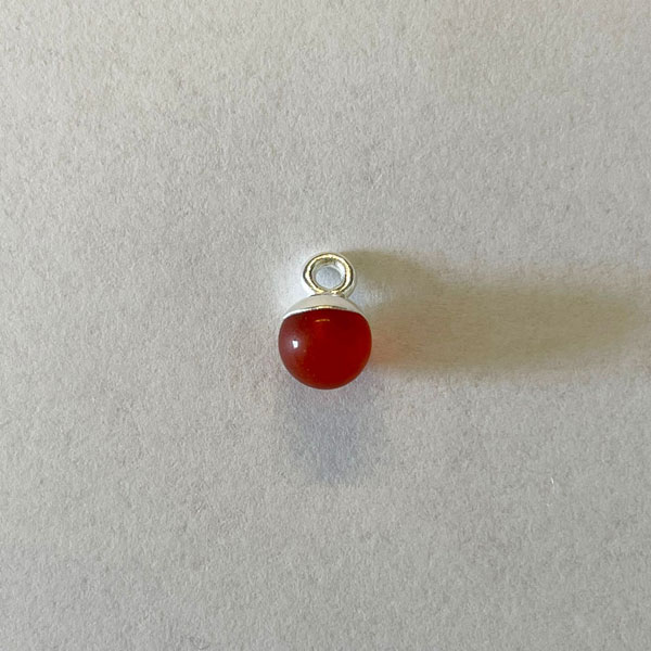Sterling zilveren (925) bedel, CARNEOOL, 6 mm, per stuk
