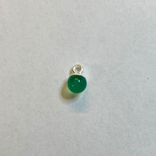 Sterling zilveren (925) bedel, GROENE ONYX, 6 mm, per stuk