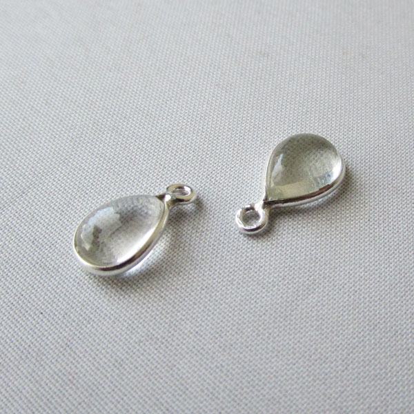 Sterling zilveren (925) bedel, KRISTAL, 12 x 7 mm, per stuk