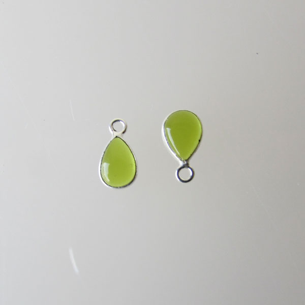 Sterling zilveren (925) bedel, GROENE TOERMALIJN, 12 x 7 mm, per stuk