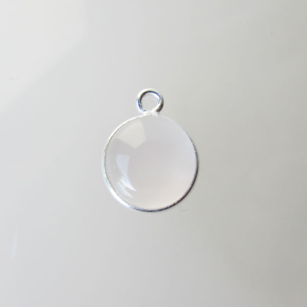 Sterling zilveren (925) ronde bedel, ROZENKWARTS, 10 mm, per stuk