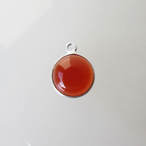 Sterling zilveren (925) ronde bedel, CARNEOOL, 10 mm, per stuk