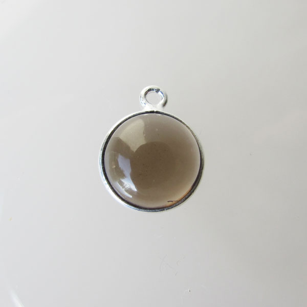 Sterling zilveren (925) ronde bedel, ROOKKWARTS, 10 mm, per stuk