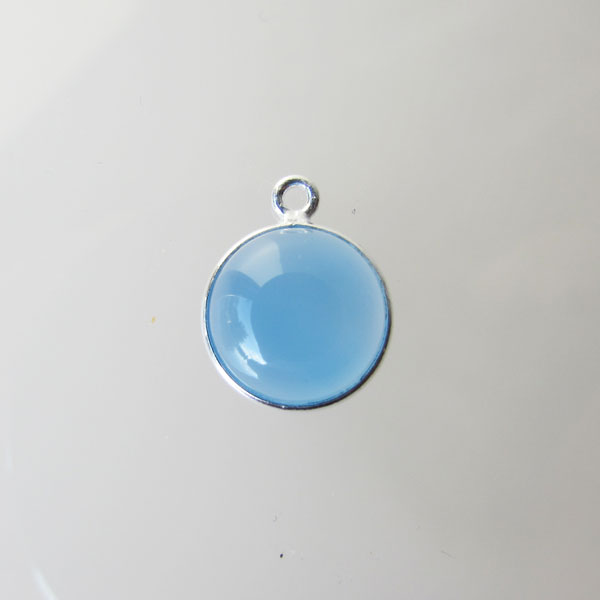 Sterling zilveren (925) ronde bedel, CHALCEDOON, 10 mm, per stuk