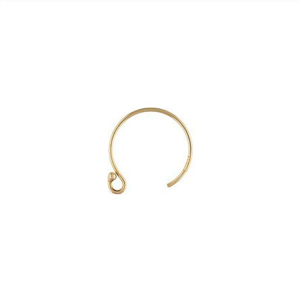 14 K Gold Filled oorhaak, open, rond, met bolletje, 16 x 13 x 0.64 mm, per paar