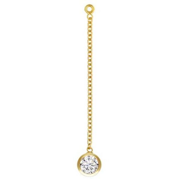 14 K Gold Filled hanger met zirkonia (6 mm), 35 mm, met gesloten ringetje, verpakt per stuk