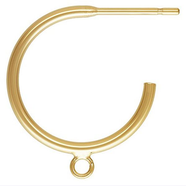 14 K Gold Filled Oorring, 3/4 rond, 25 x 1.27 mm, met open ringetje, per paar