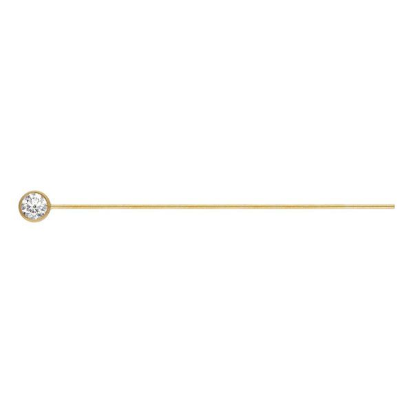14 K Gold Filled Nietstift, 0.51 mm x 38 mm, 3 mm Zirkonia, per stuk