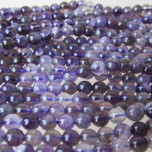 Amethist, rond, 6.5 mm, paars, per streng